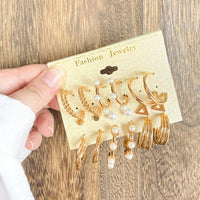 Fashion Gold Pearl Earrings Set