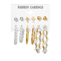 Fashion Gold Pearl Earrings Set
