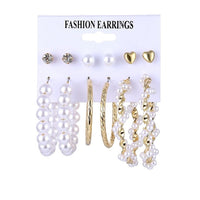 Fashion Gold Pearl Earrings Set