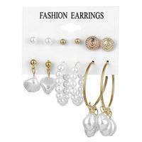 Fashion Gold Pearl Earrings Set