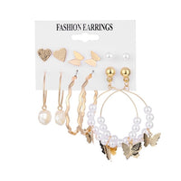 Fashion Gold Pearl Earrings Set