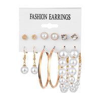 Fashion Gold Pearl Earrings Set