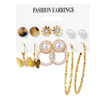 Fashion Gold Pearl Earrings Set