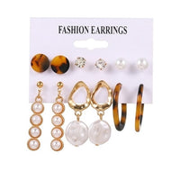 Fashion Gold Pearl Earrings Set