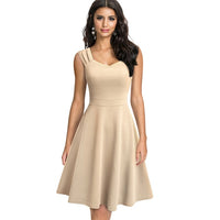 Women's New Summer Solid Color Retro Sun Sleeveless Dress