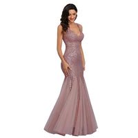 Women's V Neck Sleeveless Prom Party Dress
