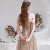 Women's Off Shoulder Beaded Evening Dress