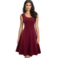 Women's New Summer Solid Color Retro Sun Sleeveless Dress