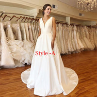 Women's Autumn V-neck Sleeveless Wedding Dress