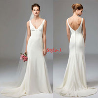 Women's Autumn V-neck Sleeveless Wedding Dress
