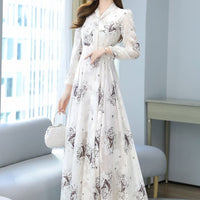 New Vintage Floral Chiffon Long Dress