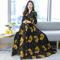 New Vintage Floral Chiffon Long Dress