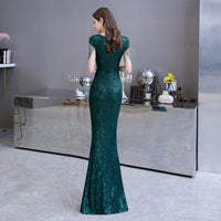 Women's Dark Green Sequin Prom Party Dress