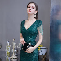 Women's Dark Green Sequin Prom Party Dress