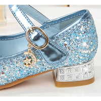 Kids' Casual Shoes Girls' Princess Sandals Children's Fashion Pink Blue High Heel Shoes Size 24-36