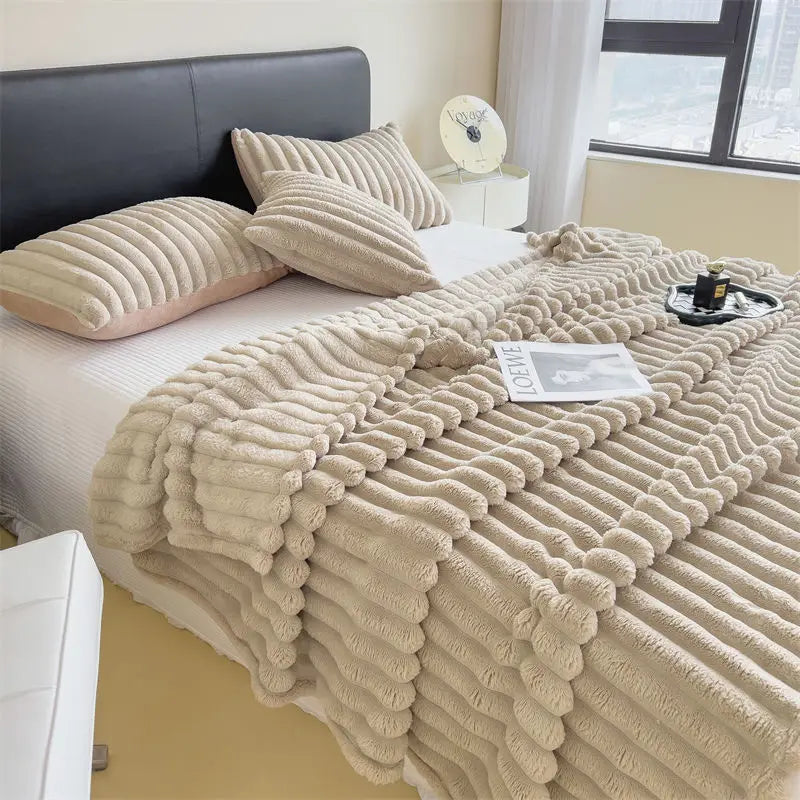 New Solid Color Rabbit Plush Blanket