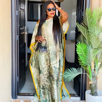 2025 Summer New Casual Elegant Flore Print Long Skirt with Scarf Malaysia loose fitting robes Cool Muslim Abaya Autumn Dress