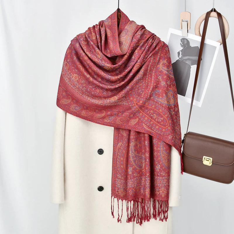 Women's Ethnic Paisley Embroidery Viscose Scarf/Shawl