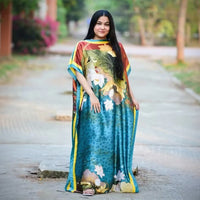 2025 Summer New Casual Elegant Flore Print Long Skirt with Scarf Malaysia loose fitting robes Cool Muslim Abaya Autumn Dress