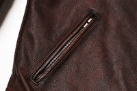 2025 Vintage Brown Genuine Leather Jacket Real Natural Cowhide Men Motorcycle Biker Coat Mens Slim Calf Skin Coat