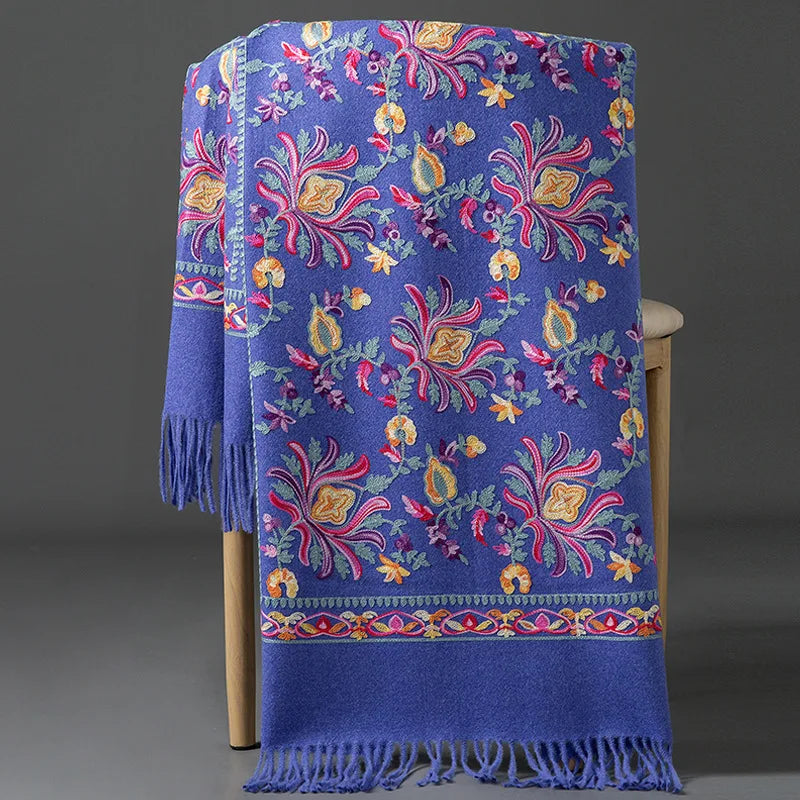 Women's Embroidery Cashmere Thick Soft Warm Scarf/Shawl