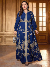 TOLEEN 2024 Luxury Elegant Arabian Party Evening Long Dresses Plus Size Women's Floral Printed Patchwork Weaved Belt Maxi Dress