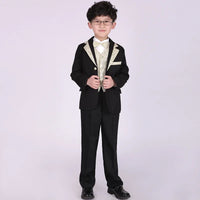 England Style Tuxedo Suits Boys Clothes Set Kids Formal Wedding Blazer Swallow-tailed Coat Kids Party Bow Tie Clothing 5PCS/Set