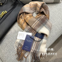 High Quality 100% Wool Scarf Men Winter Autumn Pure Wool Fashion Classic Warm Thick British Versatile Muffler Male Shawl Women