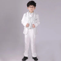England Style Tuxedo Suits Boys Clothes Set Kids Formal Wedding Blazer Swallow-tailed Coat Kids Party Bow Tie Clothing 5PCS/Set