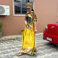 2025 Summer New Casual Elegant Flore Print Long Skirt with Scarf Malaysia loose fitting robes Cool Muslim Abaya Autumn Dress