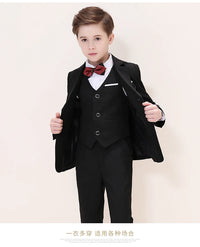 Kids Boys White Blazer Vest Pants 3PCS Set Children Baptism Wedding Prom Suit Baby Boy Elegant Dress Teenager Party Costume