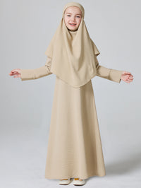 Abaya Ramadan Kebaya Girls 2pcs Muslim Outfits, Long Sleeve Dress + Hijab Set, Kids Abayas Girls Dubai Khimar