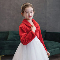 Girls Princess Plush Jackets Children Thicken Wedding Birthday Party Coats Kids White Shawl Cape New Warm Long Sleeves Clothing
