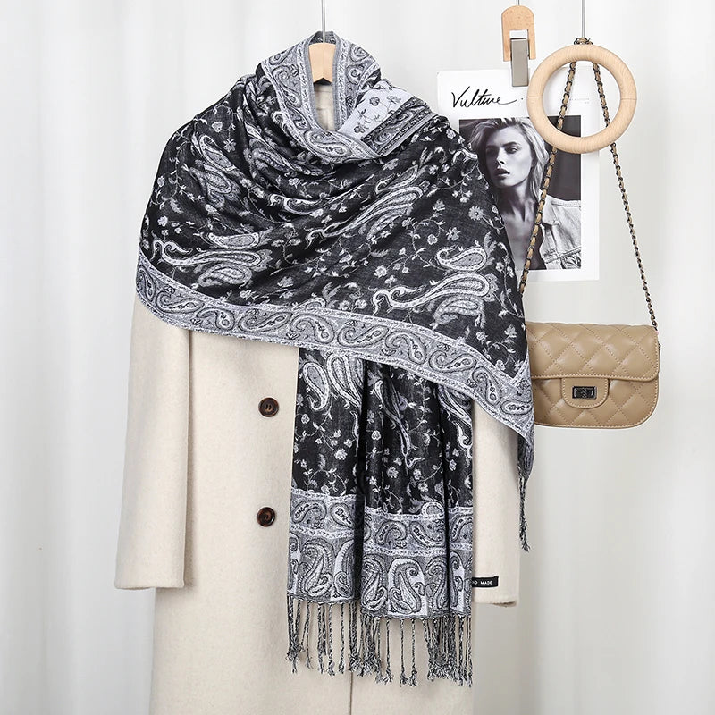 Women's Ethnic Paisley Embroidery Viscose Scarf/Shawl