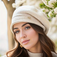 1pc, Women's Stretchy Fleece Beanie Hat with Pocket, Soft and Cozy Acrylic Knit Cap for Autumn and Winter