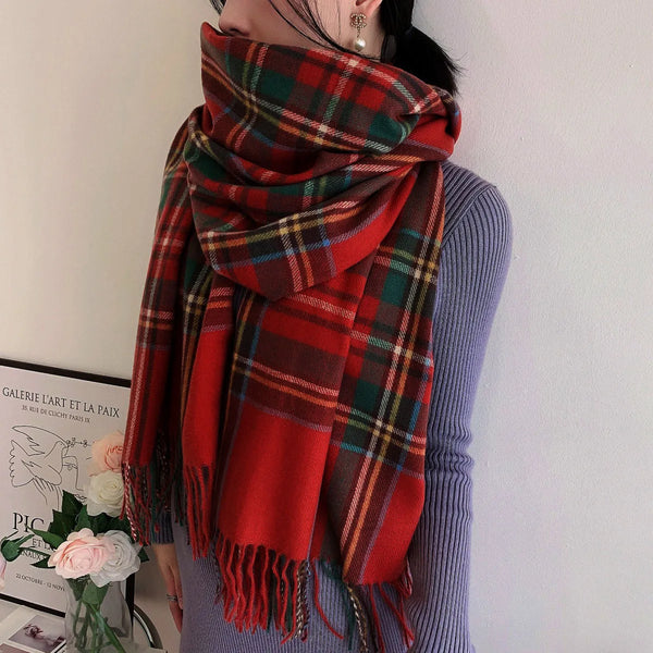 Women's Fashion Scottish Style Tartan Warm Scarf/Shawl