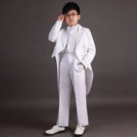England Style Tuxedo Suits Boys Clothes Set Kids Formal Wedding Blazer Swallow-tailed Coat Kids Party Bow Tie Clothing 5PCS/Set