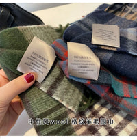 High Quality 100% Wool Scarf Men Winter Autumn Pure Wool Fashion Classic Warm Thick British Versatile Muffler Male Shawl Women