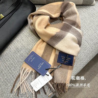 High Quality 100% Wool Scarf Men Winter Autumn Pure Wool Fashion Classic Warm Thick British Versatile Muffler Male Shawl Women