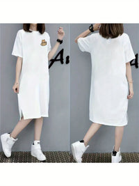 Casual Dresses, Summer Loose Large Size New Short-sleeved T-shirt Skirts for Women, Summer Fashion Style Long Skirts