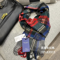 High Quality 100% Wool Scarf Men Winter Autumn Pure Wool Fashion Classic Warm Thick British Versatile Muffler Male Shawl Women