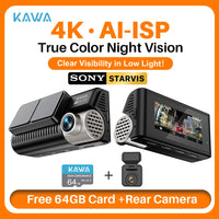 4K Wifi GPS Car Front and Rear Dash Cam with AI-ISP Color Night Vision