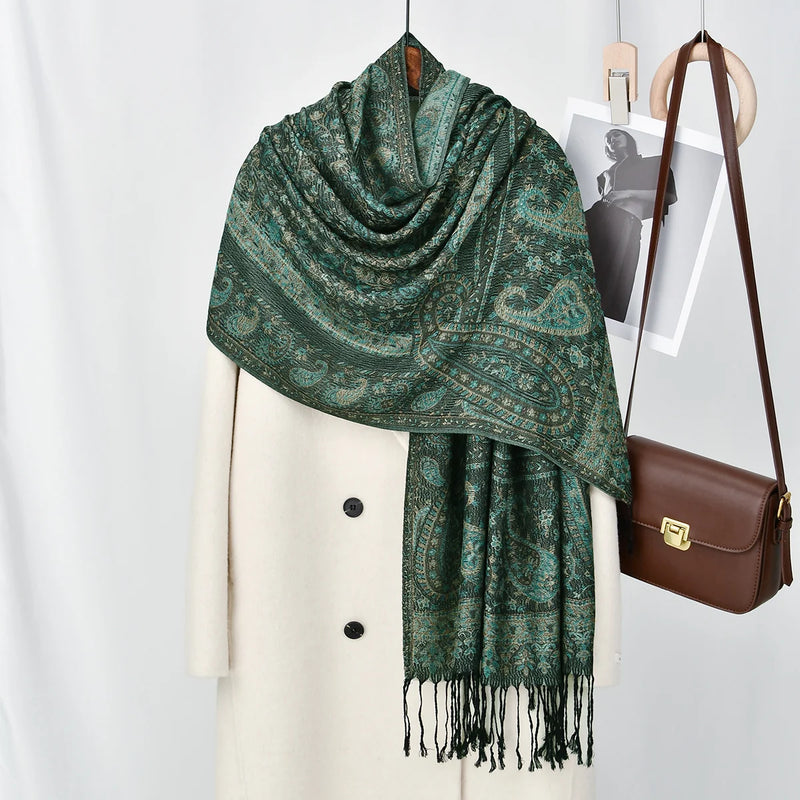 Women's Ethnic Paisley Embroidery Viscose Scarf/Shawl