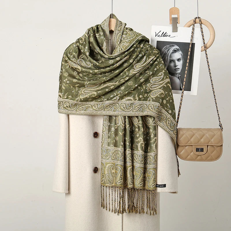Women's Ethnic Paisley Embroidery Viscose Scarf/Shawl