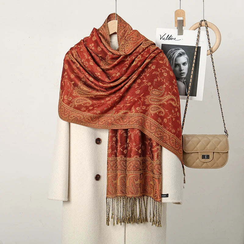 Women's Ethnic Paisley Embroidery Viscose Scarf/Shawl