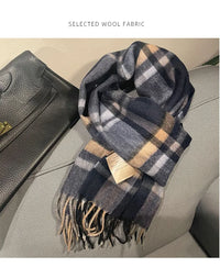 High Quality 100% Wool Scarf Men Winter Autumn Pure Wool Fashion Classic Warm Thick British Versatile Muffler Male Shawl Women