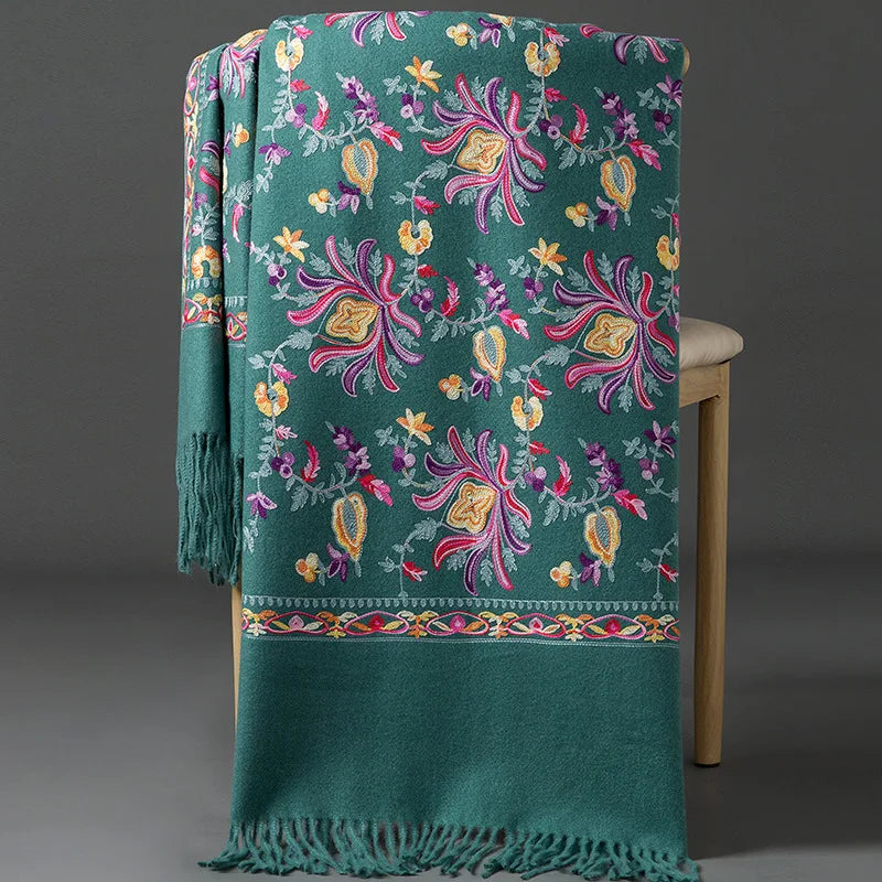 Women's Embroidery Cashmere Thick Soft Warm Scarf/Shawl