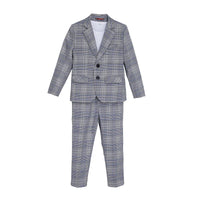 Spring Autumn Kids Boys Suits Elegant Children Boys Plaid Blazer Pant Suits Outfits Set Young Teenager Boys Formal Wedding Suits