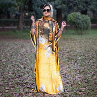 2025 Summer New Casual Elegant Flore Print Long Skirt with Scarf Malaysia loose fitting robes Cool Muslim Abaya Autumn Dress