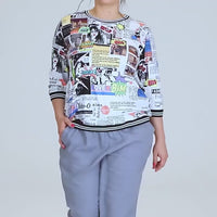 Women's Plus Size Vintage Fashion Anime Cartoon graphic Print O-neck Blouse T-shirt